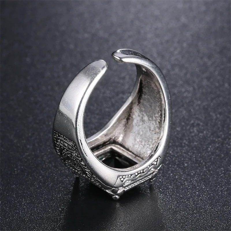 Высокое качество Черный Кристалл Ретро цветок 925 стерлингового серебра мужские свадебные кольца ювелирные изделия для мужчин безразмерное кольцо на палец не выцветает дешево
