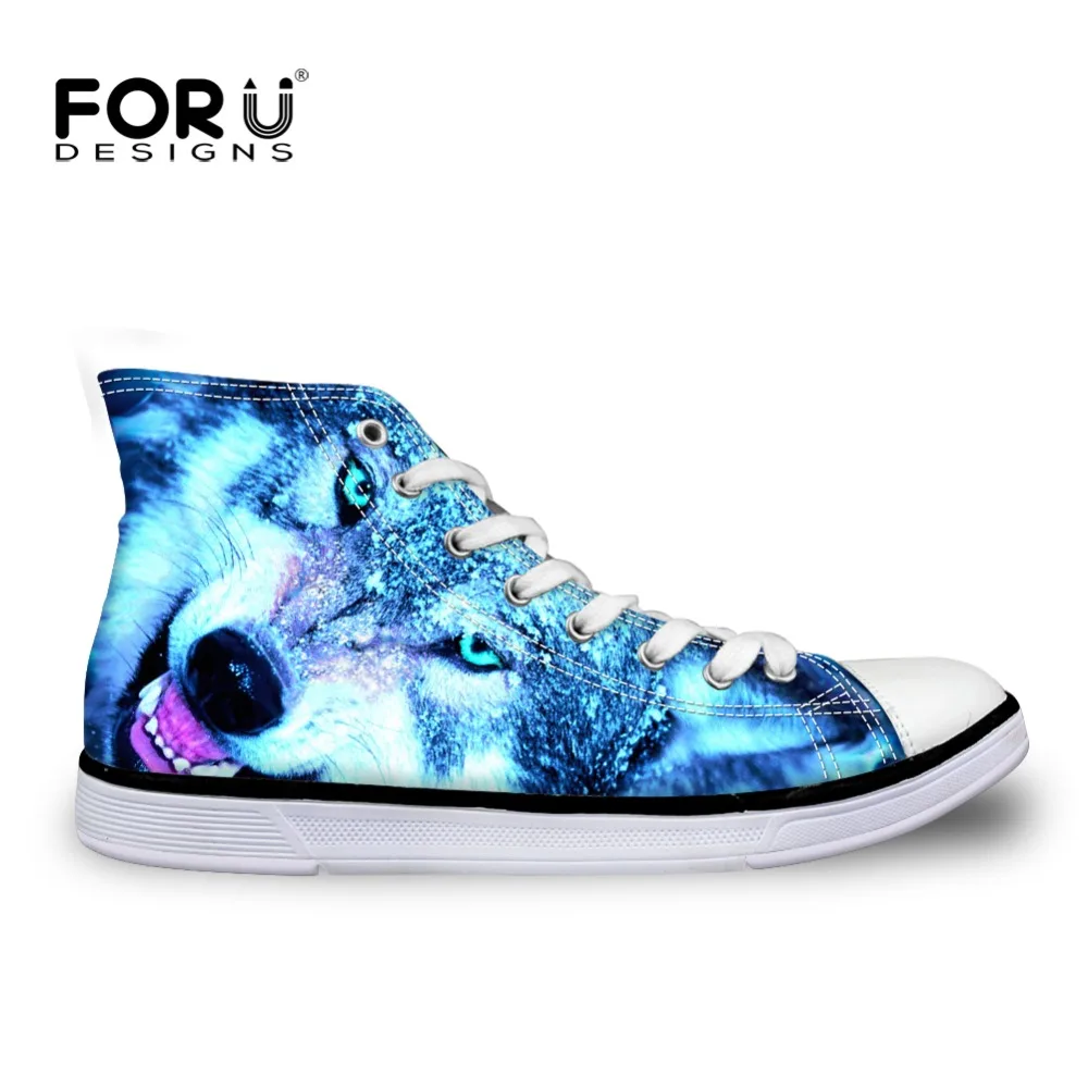 Herrenschuhe Husky wolf bulldog Gedruckt Segeltuchschuhe Männer College jungen Männlichen Wohnungen Schuhe 2016 Mode Marke High Top Schwarz schuhe