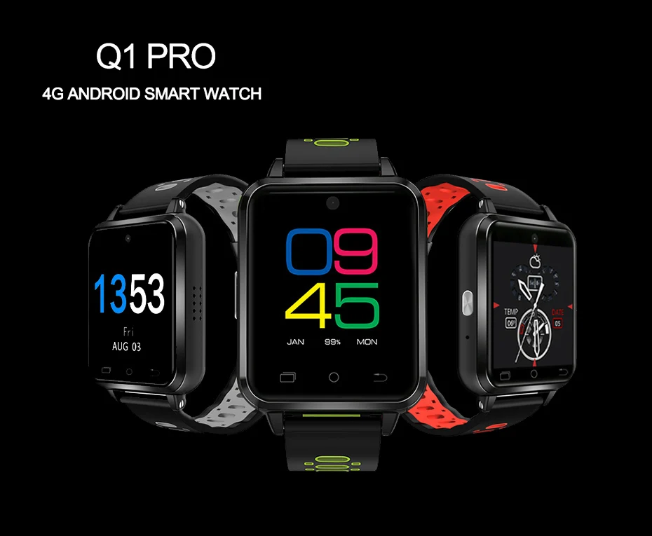 Q1 Pro 4 г Смарт-часы MTK6737 4 ядра 1 ГБ/8 ГБ Android 6 gps наручные часы 1,54 "720 мАч Камера IP67 Водонепроницаемый монитор сердечного ритма