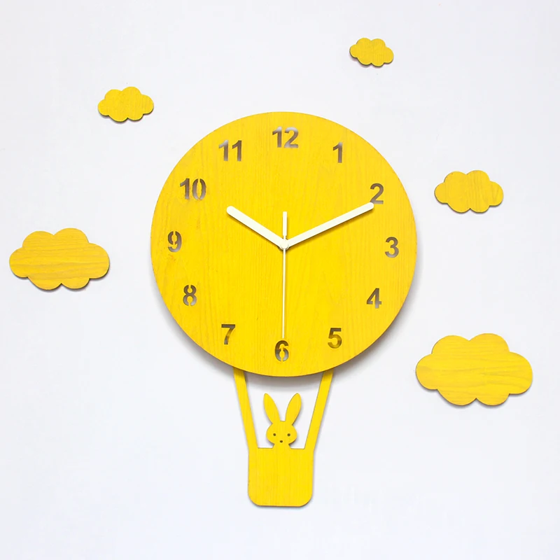 Настенные часы качели с кроликом бесшумные Детские Мультяшные Креативные Часы