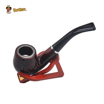 

HONEYPUFF Durable Handmade Wooden Wood Tobacco Pipe 135MM Metal Bowl Wood Smoking Pipes Tobacco Cigarettes Cigar Pipes Holder