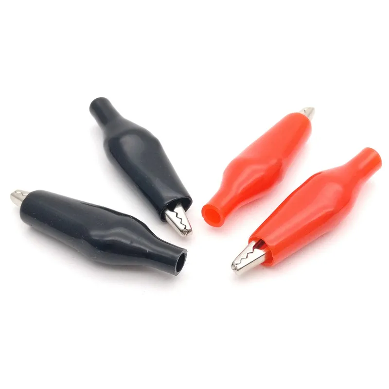 

20 PCS Metal Alligator Clip crocodile electrical Clamp FOR Testing Probe Meter 35MM Black and red Plastic Boot