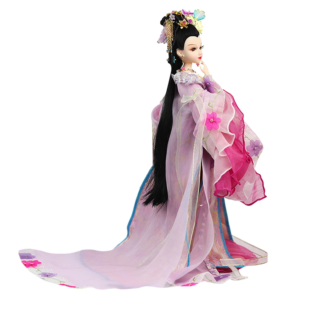 Vintage Gown Clothes Dolls Flexible Joints Vinyl Body Doll Oriental Chinese Ancient Costume Doll Kids Toys Pink
