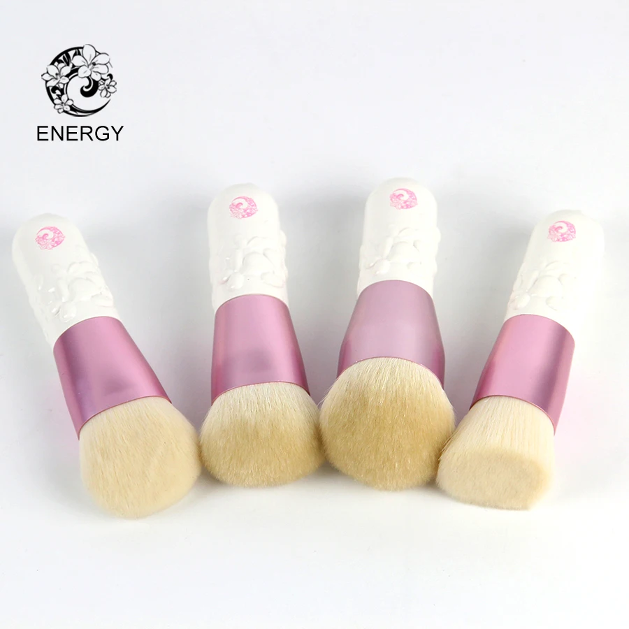 

ENERGY Brand 4pcs Camellia Flat Round Powder Blush Foundation Brush Kabuki Makeup Brushes Set Make Up Brush Brochas Maquillaje