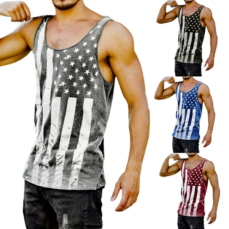 Laamei,, мужской жилет с американским флагом, Модный хлопковый жилет без рукавов, майки для фитнеса, модная винтажная одежда для бодибилдинга