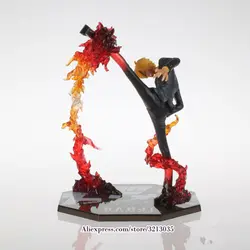Аниме одна деталь кукла Санджи черная нога огонь битва Версия ПВХ Onepiece фигурку модель игрушки 15 см