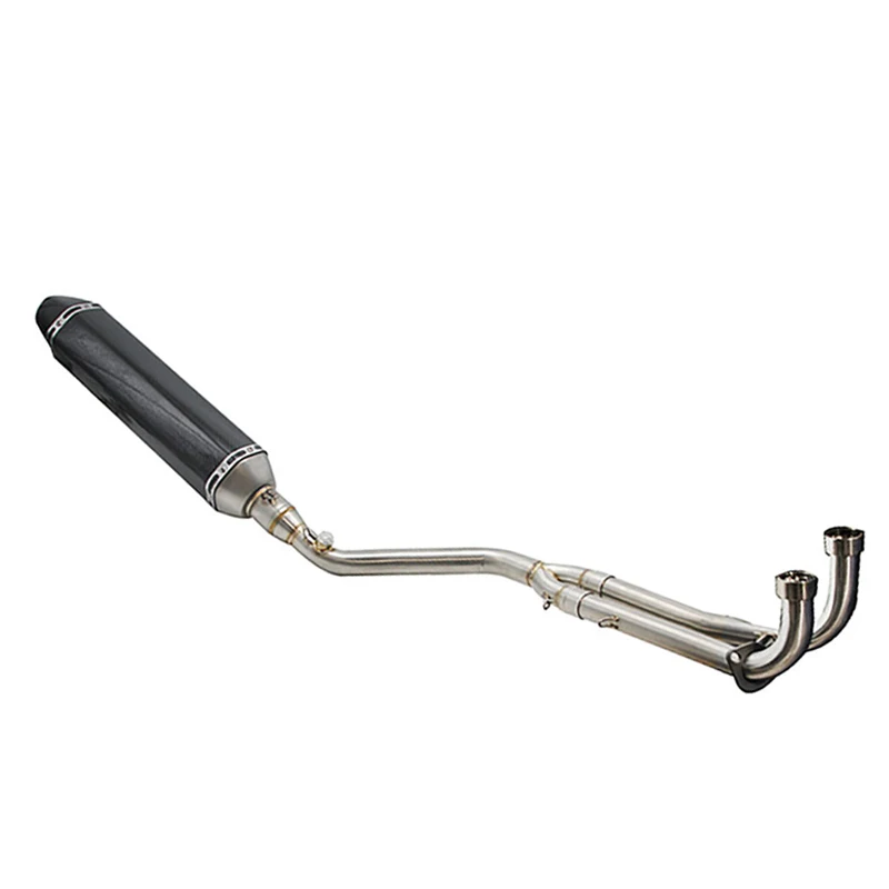 ZSDTRP Motorcycle TMAX530 TMAX500 350 Exhaust Mid Pipe and Akrapovic Muffler Full System For TMAX 530 350 500 Slip-On 2008 - Color: A 02