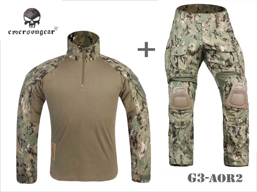 Airsoft BDU Gen3 боевая униформа EMERSON тактическая рубашка и брюки наколенники AOR2 EM8596 EM9351AOR2 - Цвет: AOR2 Uniform