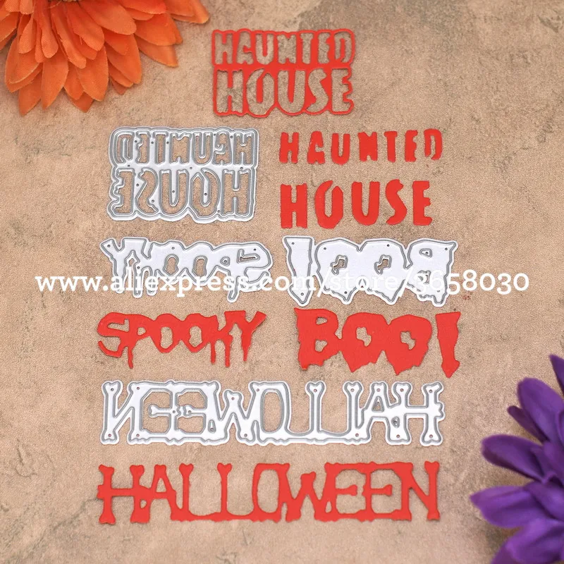 Хэллоуин SPOOKY BOO дом с привидениями металлические высечки для DIY Скрапбукинг
