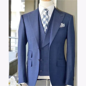 

2018 Latest Coat Pant Design Light Blue Men Suit Slim Fit 3 Piece Tuxedo mens Wedding Suits Custom Groom Blazer Terno Masculino