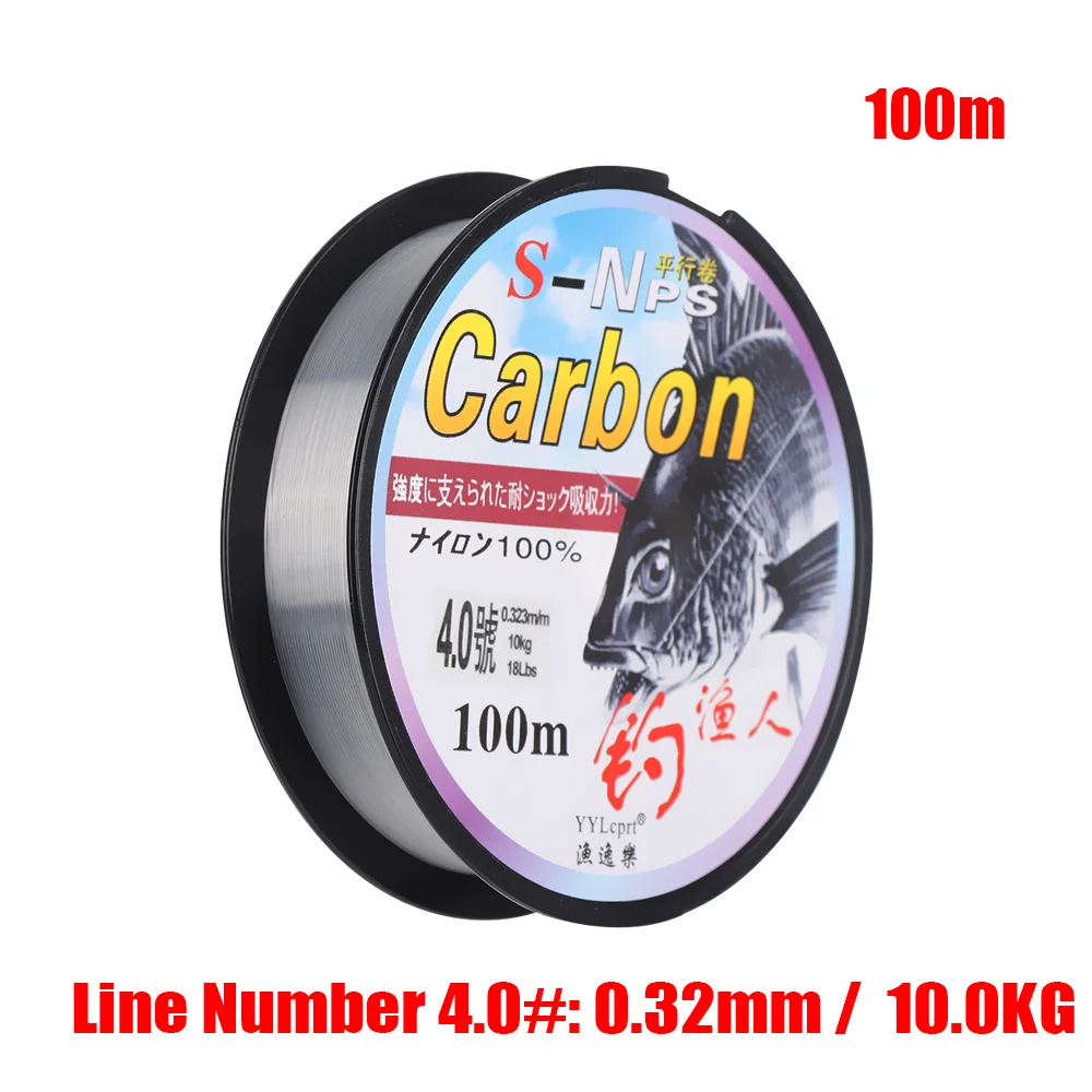 100M Nylon Fishing Line Monofilament Japanese Material for Saltwater Carp Fishing Fluorocarbon Fly Line Fish Accessories - Цвет: 4.0