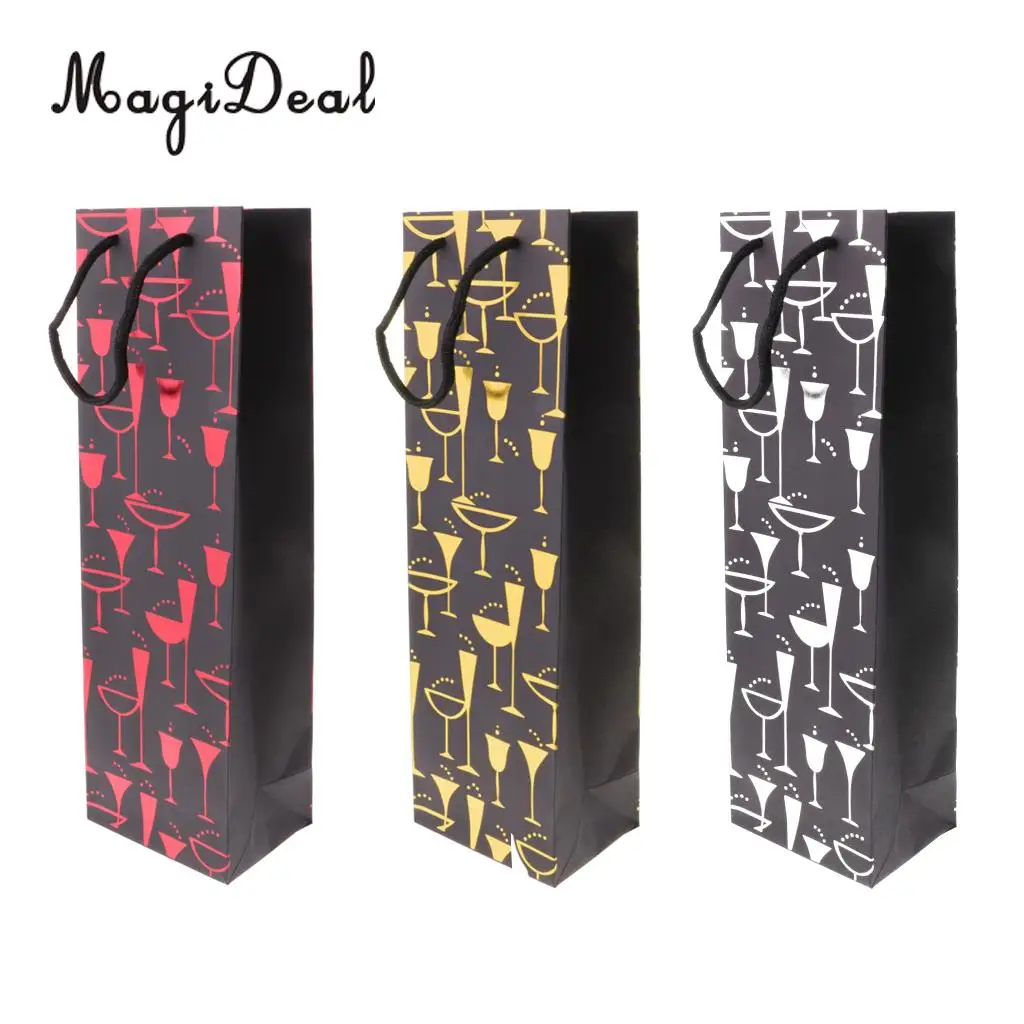 5 Pieces Elegant Paper Wine Bottle Champagne Bags for Wedding Ceremony