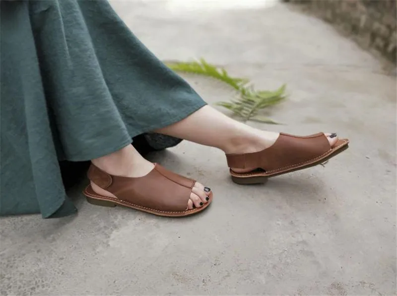 CEYANEAO/женские сандалии женские летние сандалии из натуральной кожи на липучке женская обувь на мягкой гибкой подошве(128-8