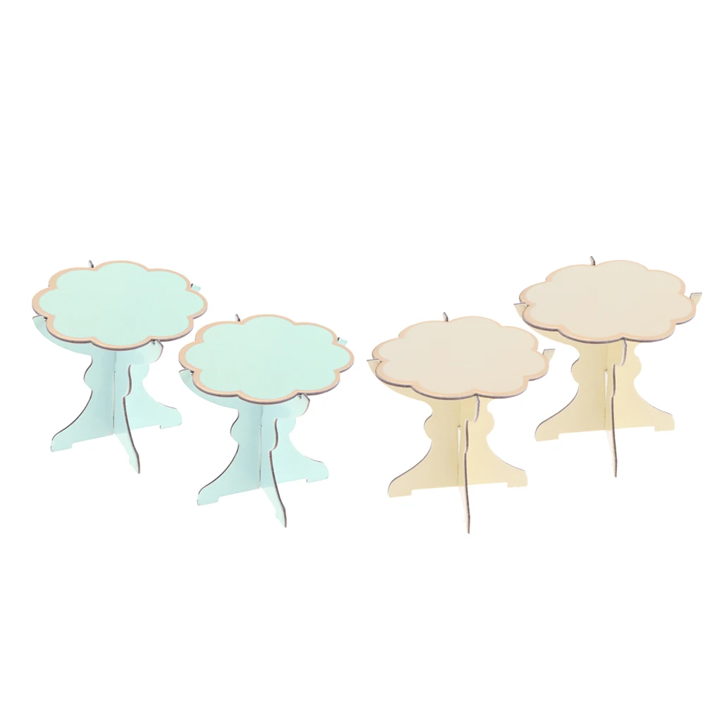 4 Pieces Cupcake Holder Dessert Display Stands Wedding Favors Blue+Yellow