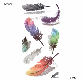 

HXMAN Feather Temporary Tattoos Sticker Waterproof Women Men Fashion Fake Arm Body Art 10.5X6cm Kids Hand Tatoo Paper B-012