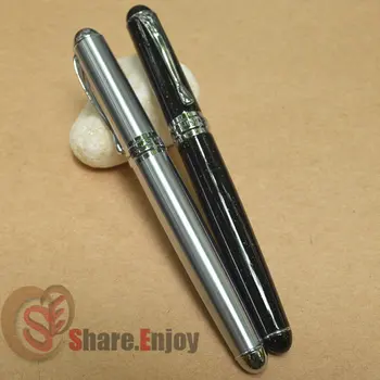 

FOUNTAIN PEN 2 PCS JINHAO X750 SILVER VS BLACK WITH COLORFUL SAND 0.7mm BROAD NIB