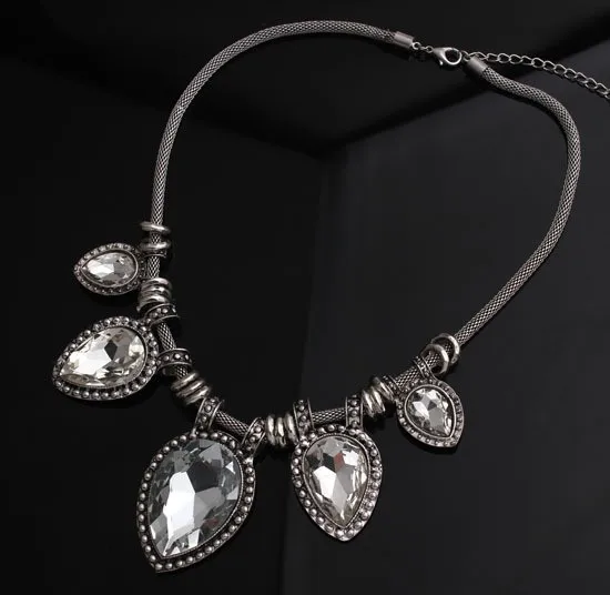 Зеленые Чокеры ожерелье s для женщин серебряная цепочка для колье Смешанное роскошное ожерелье кристалл кулон Collier Femme