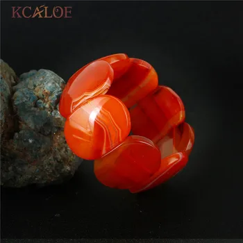 

KCALOE Boho Ladies Bracelets Big Natural Stone With Onyx Wrap Bracelet Semi-Precious Stones Elastic Bangles Brazalete Mujer