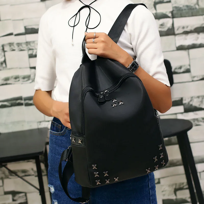 

Korean Women Backpack Solid Color Oxford Cloth Double Zipper School Shoulder Bag Travel Lady Teenage Girls Backpacks BS8