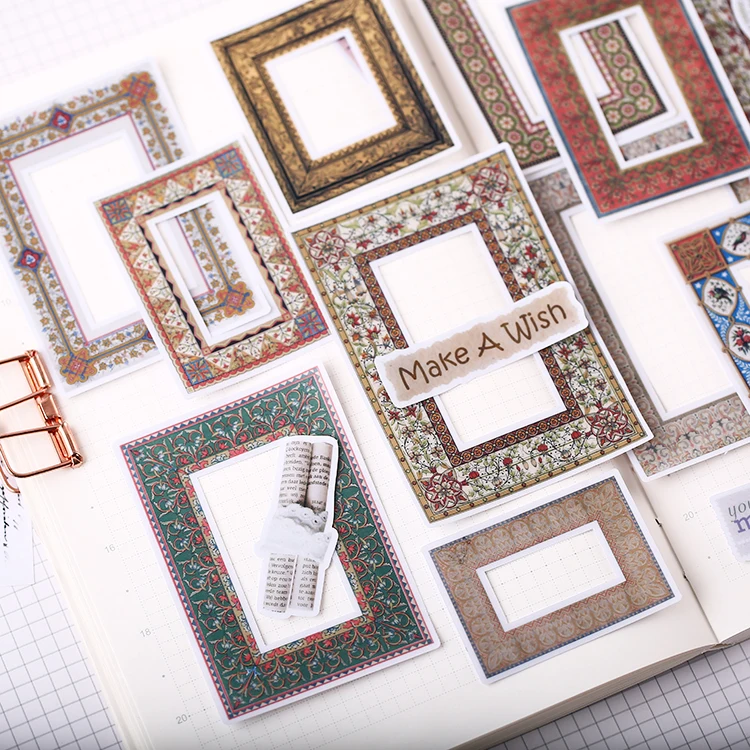 

16pcs/pack Retro frame Decorative Sticker Scrapbooking Sticker Phone diary DIY craft photo albums Sticker escolar