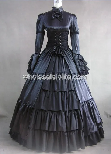 

Long Sleeves Black Gothic Victorian Style Gown/gothic dress cosplay