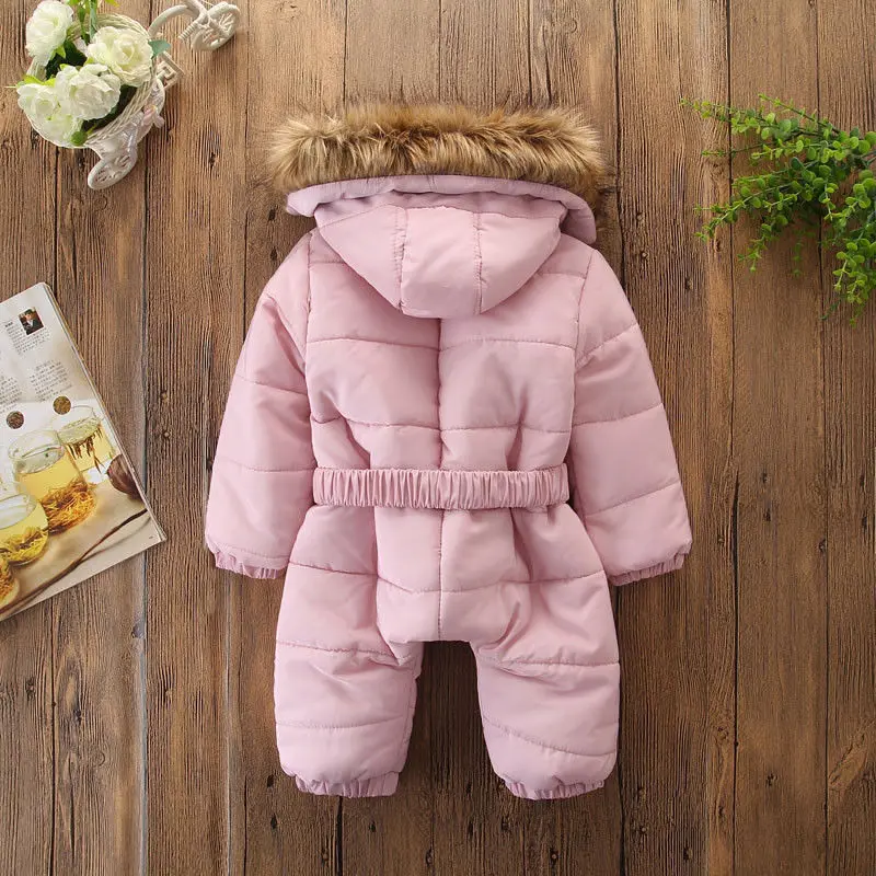 Зимняя одежда для маленьких девочек, пальто для малышей, детский комбинезон, верхняя одежда с капюшоном, зимний комбинезон, пальто, От 6 месяцев до 3 лет