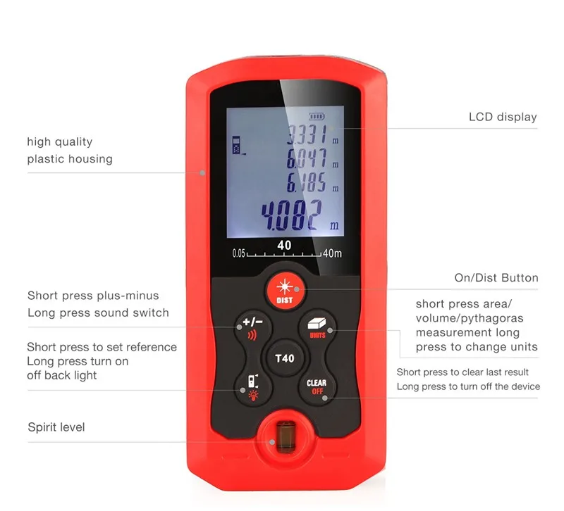 FJS цифровой лазерный дальномер IP54 пыленепроницаемый 40 м ручной электронный дальномер измерительные инструменты
