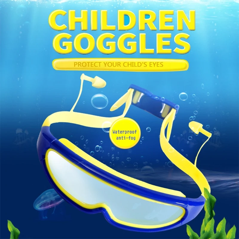 Противотуманные детские очки для плавания, очки для мальчиков, водонепроницаемые очки для плавания, затычки для ушей
