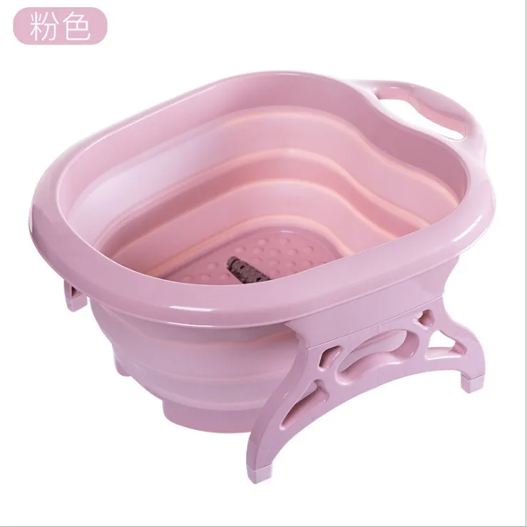 Foldable Foot Spa Pedicure Buckets Hot Water Tub Massage Bath Soak Feet Conair Heat Waterfall New - Цвет: Розовый