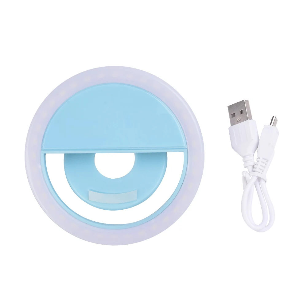 blue Светодиодный, портативный, с USB зарядкой, кольцевой светильник для селфи, 4 цвета, для телефона, дополнительный светильник ing Night Darkness Selfie Enhancing Fill светильник s - Цвет: blue