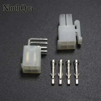 

5sets 5557 5569 4P Bend Pin Wire Terminals Electrical Connector 4.2mm 4Pin Right Angle Plug jack for Car Auto PC ATX