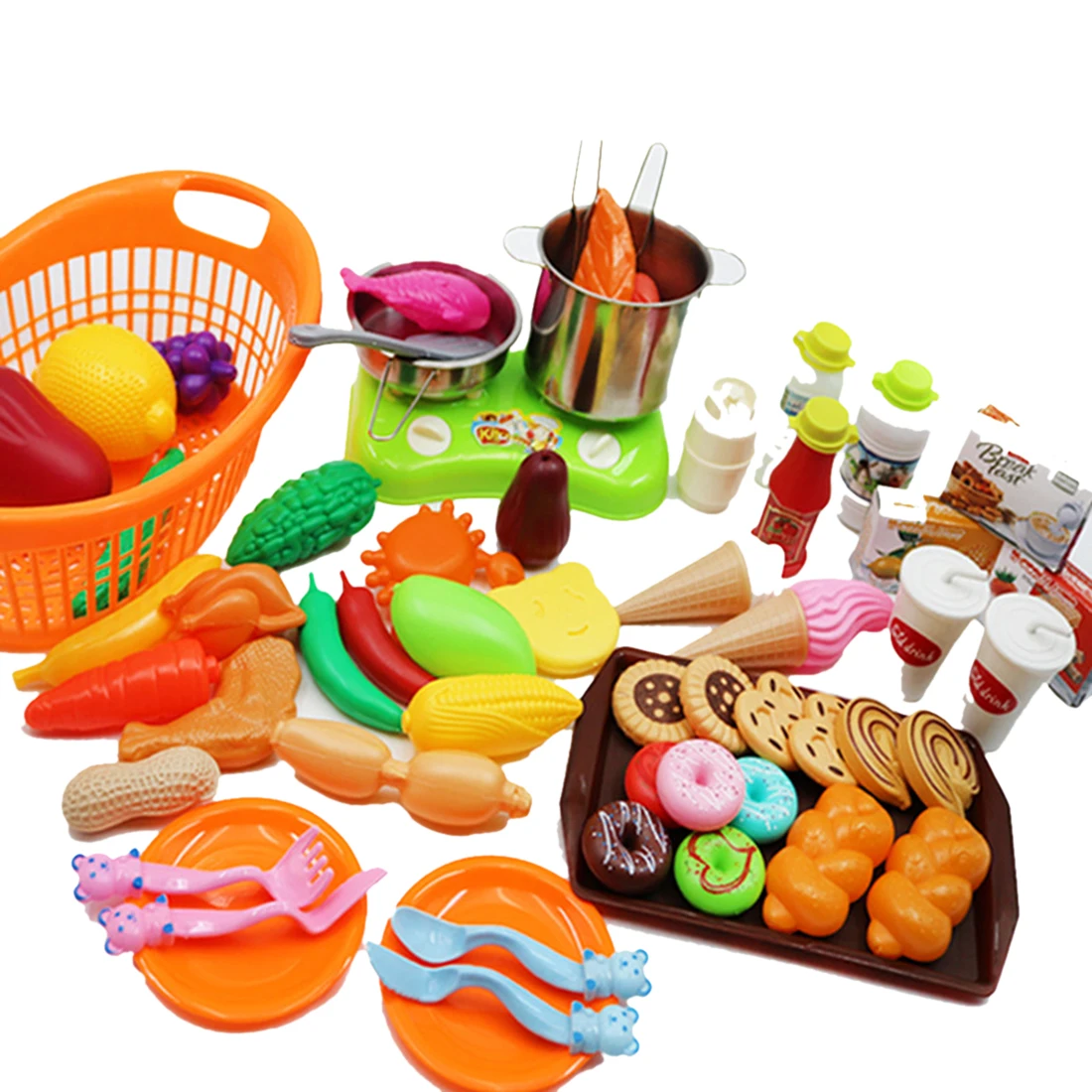60 шт. детские игры и ролевые игры фрукты овощи и десерт смесь игрушка Подарочный набор Моделирование кухня еда игровой набор