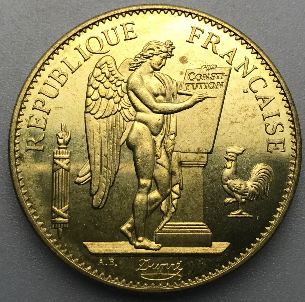 1882 A France 100 Francs Gold Crafts Brass Metal Republic ...