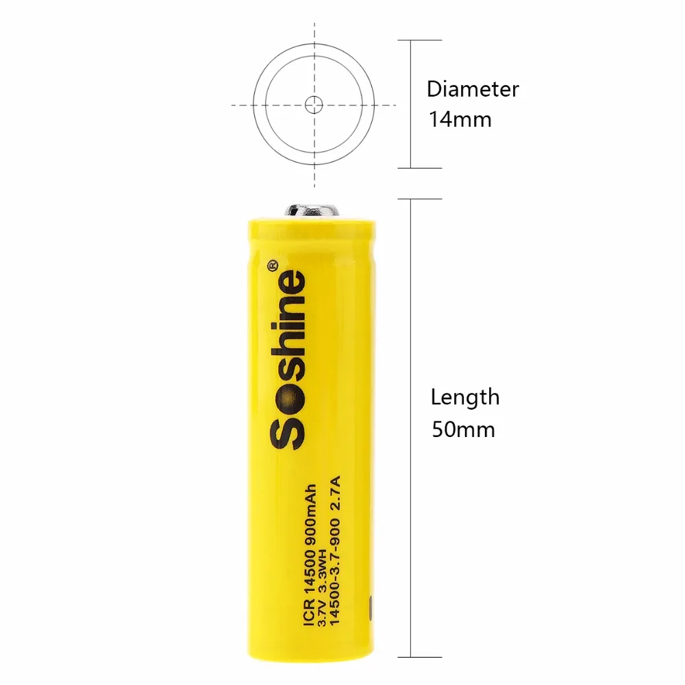 Soshine 4 шт. 3,7 в ICR 14500 900 мАч литий-ионная аккумуляторная батарея с предохранительным клапаном+ Портативная Батарейная коробка для фонарей