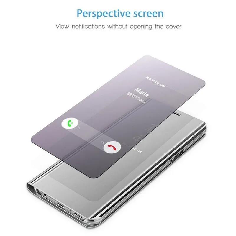  Clear View Mirror Smart Case For Samsung Galaxy J3 J5 J7 A3 A5 A7 J4 J6 A8 2018 2017 Leather Stand 