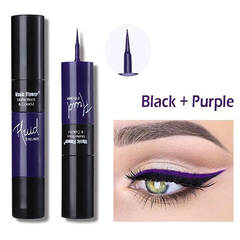 Purple 2 в 1 цветная подводка для глаз Карандаш Водонепроницаемый стойкий макияж жидкая подводка для глаз Подводка для глаз карандаш Профессиональная подводка для глаз ручка - Цвет: Purple