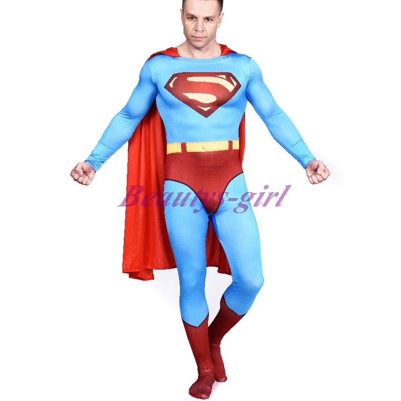 2nd Skin Full Body Spandex Zentai Jumpsuit Adult Unitard Costume Superman
