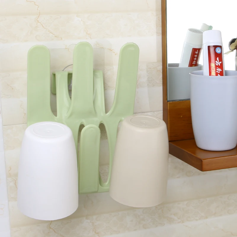 

BNBS 6831 Высококачественная пластиковая Трехцветная практичная настенная Подвесная подставка для чашек, приемная стойка, бесплатная доставка