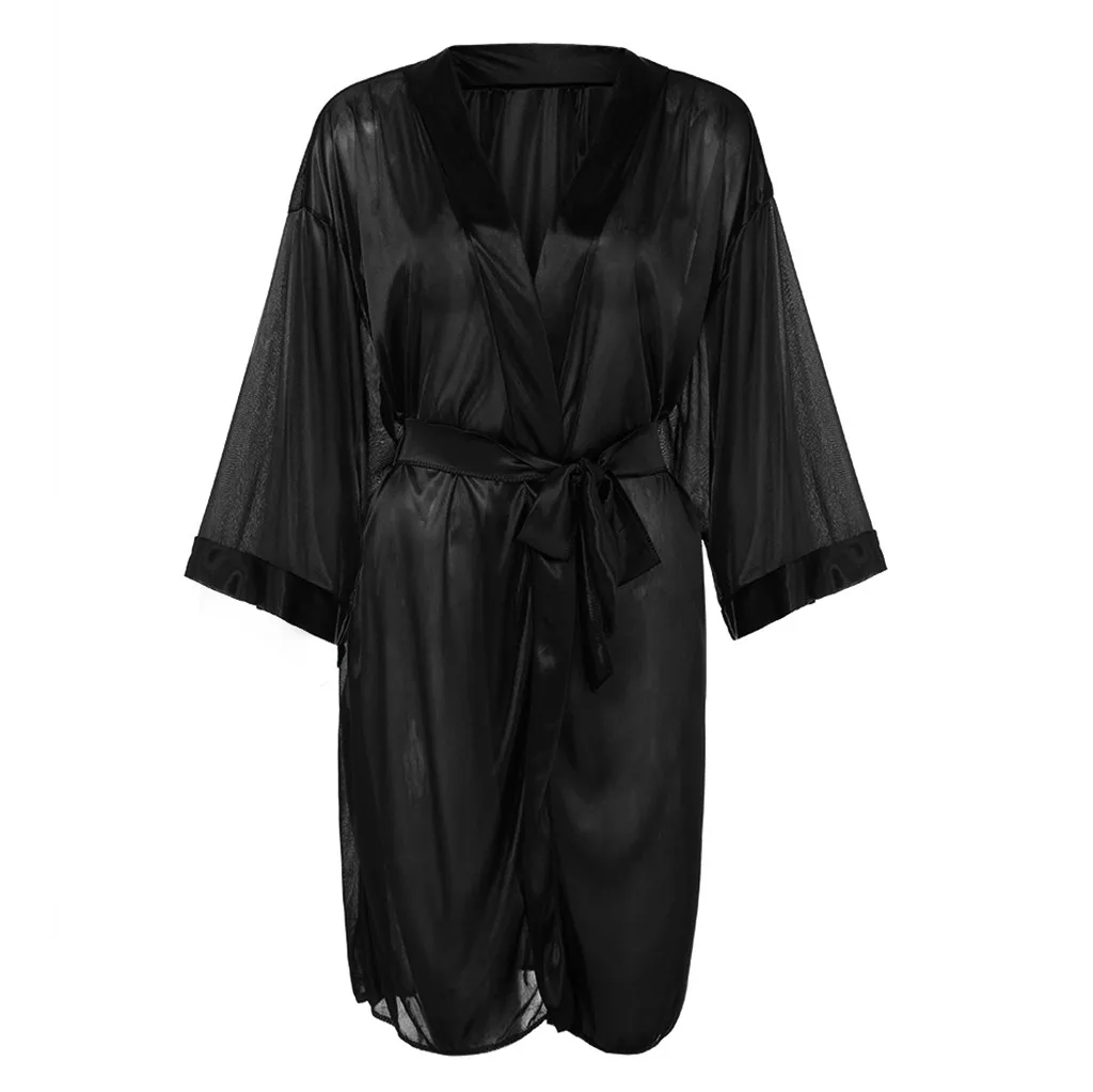 Женское сексуальное белье, ночное белье, черное вино, шелковое атласное кимоно, халат, кружевной халат, нижнее белье, пижамы, бермуды, femeninas