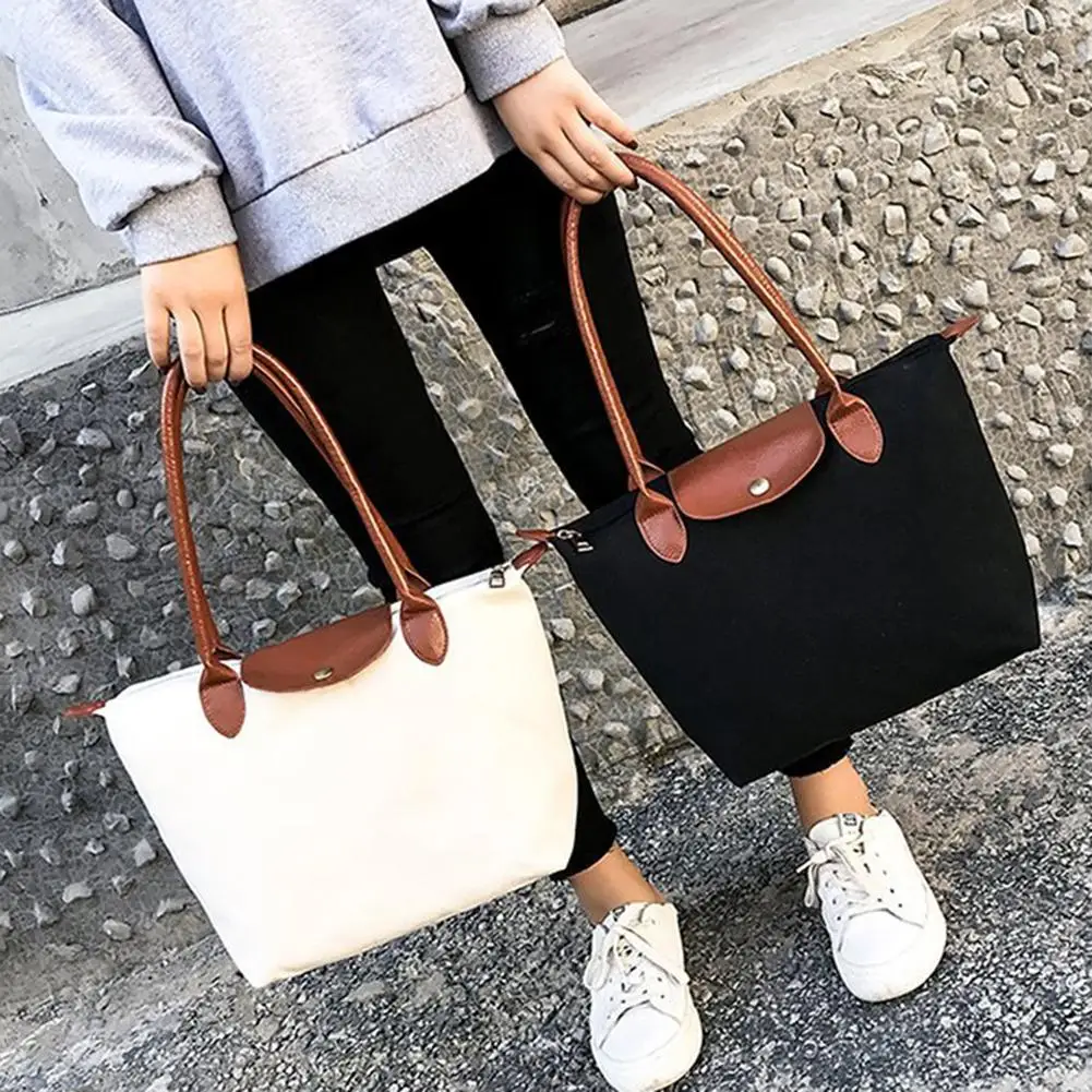 

Women Dumpling Shape Leather Patchwork Canvas Bag Tote Shoulder Handbag