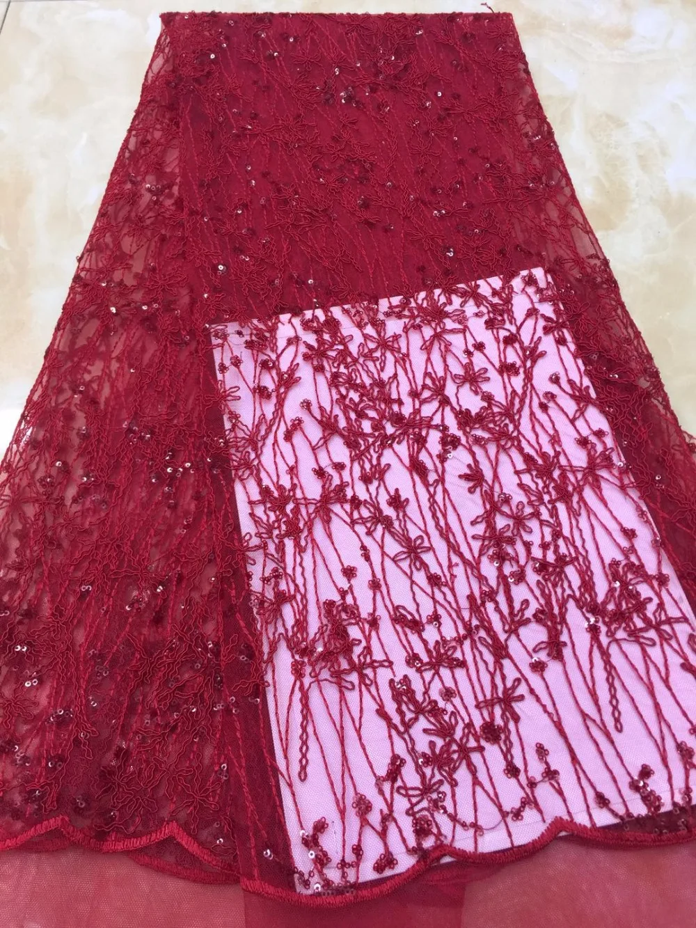 

Nigerian Lace Fabrics High Quality Guipure French Lace Fabric sequins Applique Embroidered African Lace Fabric Tulle Lace Fabric