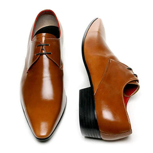 British Style Pointed Toe Brown Pointy Designer Oxfords Office Genuine