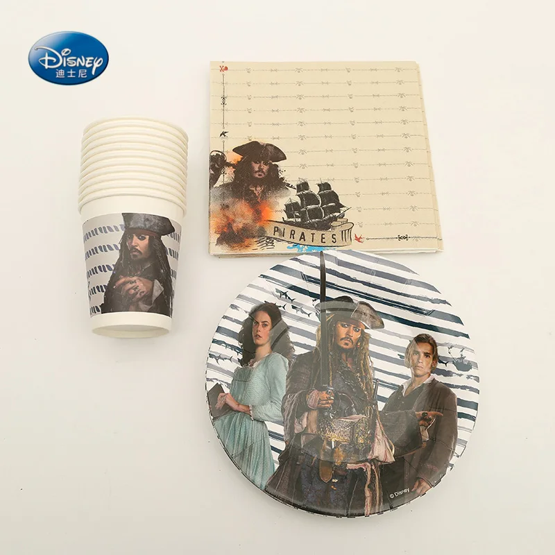 

Pirates of the Caribbean Theme Tableware Set Total 22pcs Cup+Napkin+plate children Birthday Party Decorations Supplies