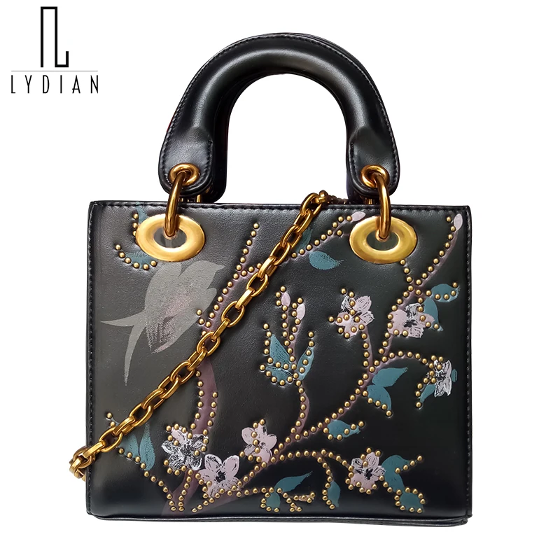 

Lydian chain Bag Flower Designer Handbags High Quality Women Bags Embroidery Pink Wedding Clutches Vintage Handbag Small Totes