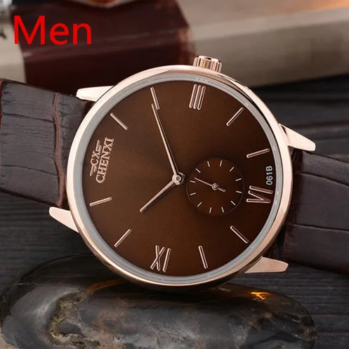 Горячая распродажа известный бренд мода пара любовные часы кожаные Наручные часы мужские и женские часы кварцевые часы для любовника подарок - Цвет: Men brown watch