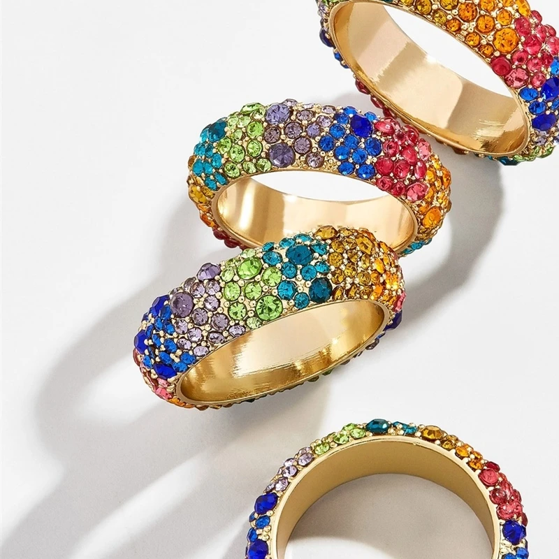 

2019 Bohemian Multi-Color Round CZ Rings for Women 2019 Trendy Rhinestone Finger Engagement Rings Party Wedding Jewelry