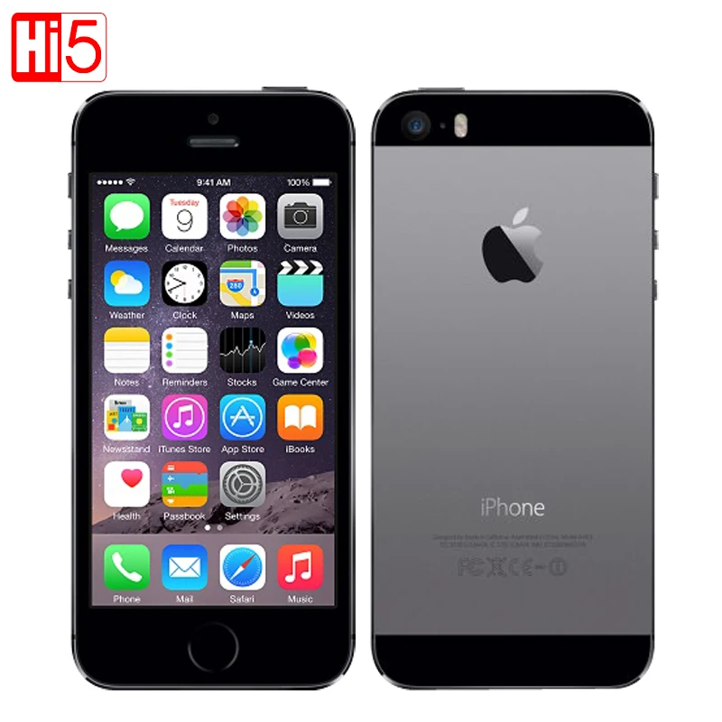 Apple iPhone 5S cell phones Original Factory Unlocked iOS 6 touch ID 4.0 16G / 32G ROM Dual core WiFi GPS 8MP Camera GPRS 3G LTE