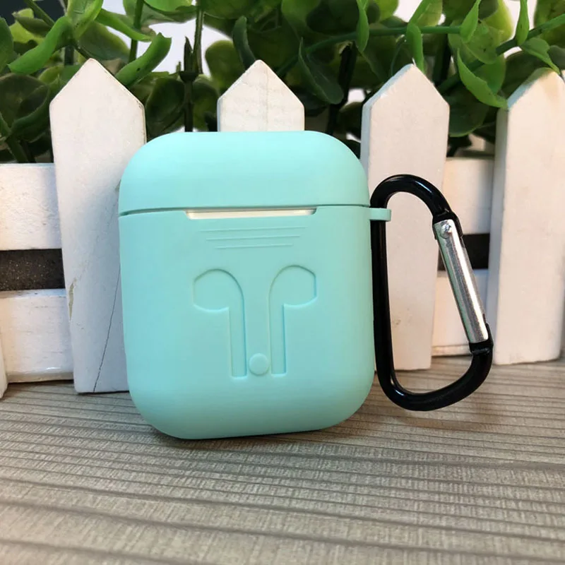 

Shockproof Silicone Case For Apple Airpods Wireless Bluetooth Earphone Portable Anti-lost Storage Box Protector Cover With Hooks