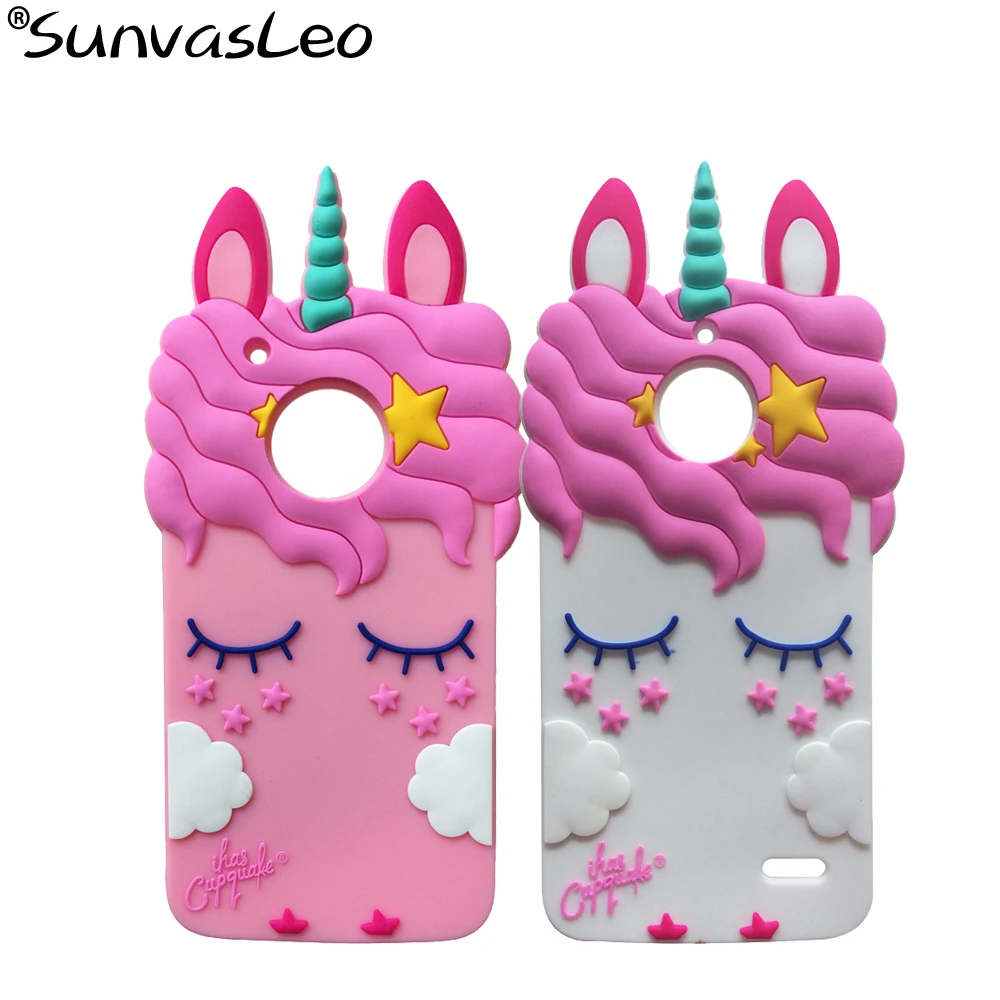 

For Motorola Moto E4 / E4 Plus 3D Silicon Pretty Unicorn Cartoon Soft Rubber Silicon Mobile Phone Cover Case Skin Cases Shell