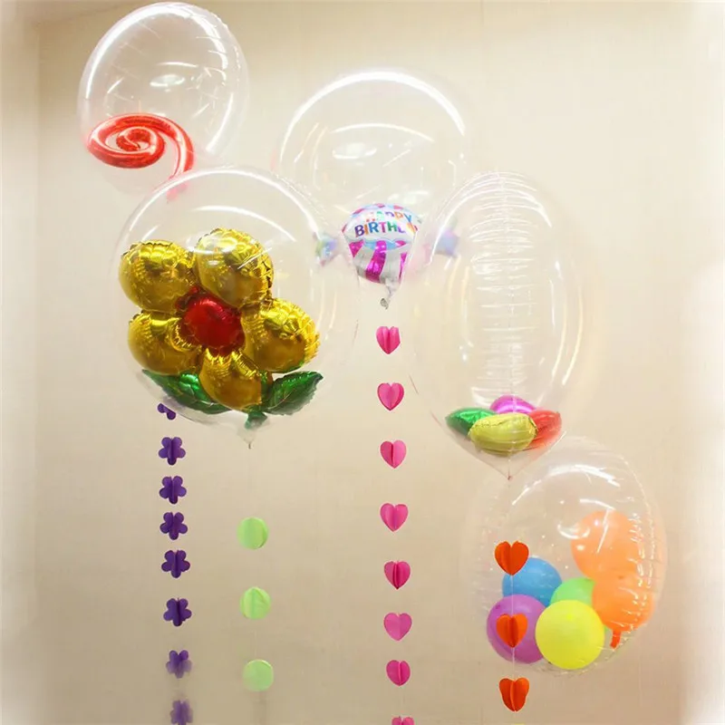 Zilue 5pcs/Lot Nylon Membrane Helium Balloon Circular Transparent Wave Ball Floating Bubble Ball